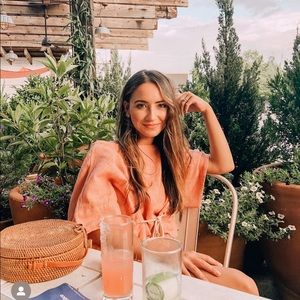 Rose free people matching linen two piece short set